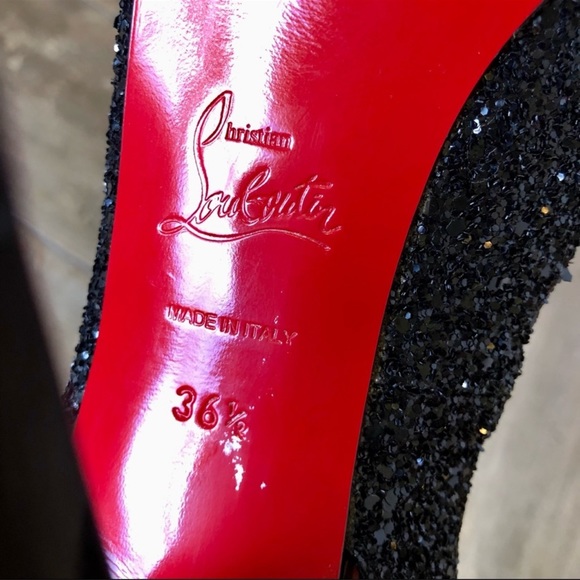 🎉HP🎉Christian Louboutin Black Glitter Peep Toe
Slingbacks Sz EU 36.5, US 6 - Picture 3 of 4